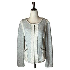 Drew Anthropologie‎ Gray Two Toned Cotton Exposed Seam Full Zip Jacket Size M